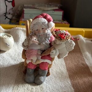 Festive Santa with Child and Angel Figurine